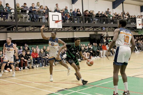 Portlaoise Panthers' Justice Iheme head for the heart of the Drogheda Wolves defence Photo: David Maher 