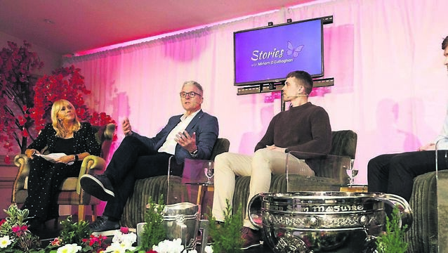 <p class="contextmenu internal_Caption">On stage with host Miriam O’Callaghan were national president of the GAA Jarlath Burns, Kerry football captain Gavin White and Tipperary hurling captain Ronan Maher</p>