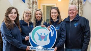 <p>Friends of Portlaoise Hospital committee members Emily Maher, Ann Reams, Emma Dempsey (chair); Áine Rems and Ger Egan at the Road to Recovery run. Photo: Alf Harvey</p>