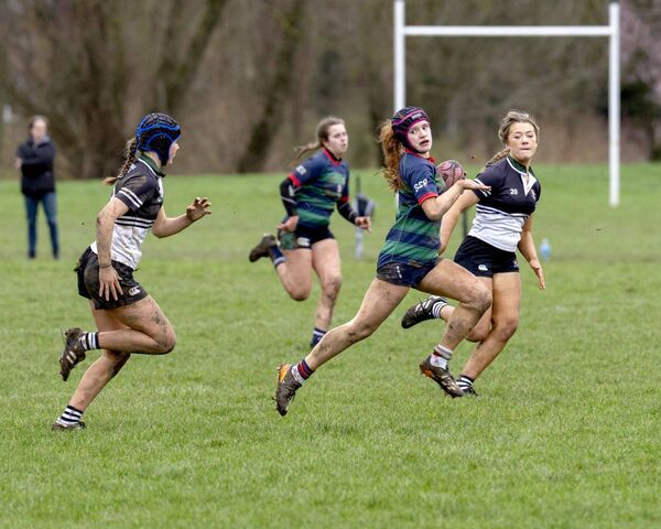 Scoil Chríost Rí's Aoibheann Conroy ran almost the length of the pitch before being tackled just short of the line	Photo: Aisling Hyland