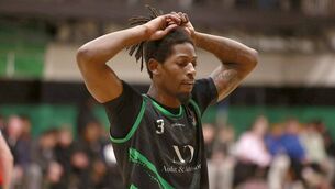<p>Amire Darrell Stewart hit an impressive 38 points in Portlaoise Panthers' loss to Maree Photo: David Maher</p>