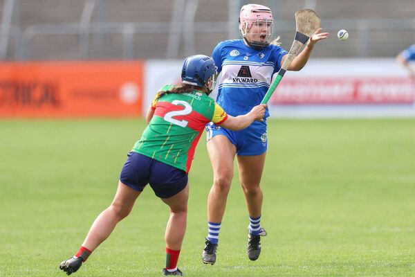 Ellen Conroy gets her pass away during Laois's Camogie National League win over Carlow on Saturday	 Photo: Paul Dargan