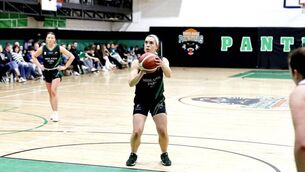 <p>Alyssa Velles has been one of Portlaoise Panthers outstanding players this season and again on Saturday she topped scored against Trinity Meteors Photo: David Maher</p>