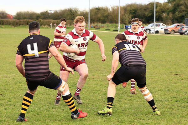 Mark McDonald (Portarlington) drives at the Garda defence on Sunday Photo: David Maher