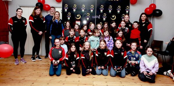 Shanahoe U/8 football team with Laois player Eimear Barry