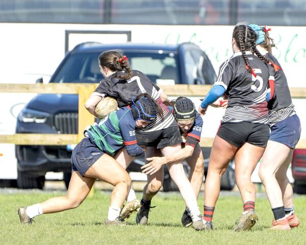 Scoil Chríost Rí's stout defence denied Ardscoil Tríonóide time and time again in the Leinster Rugby Girls Schools Senior Cup semi-final in Clane on Thursday 	Photo: Aisling Hyland