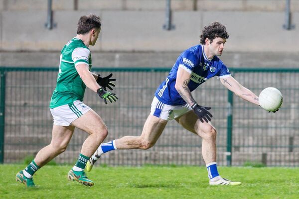Laois's Daragh Galvin wins the races to gain possession of this ball against Fermanagh Photo: Paul Dargan Laois's Daragh Galvin wins the races to gain possession of this ball against Fermanagh Photo: Paul Dargan