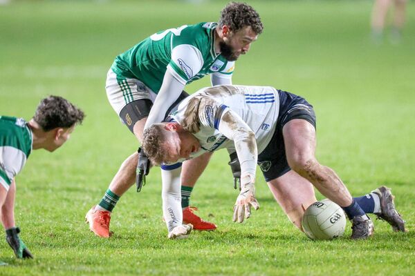 Laois goalkeeper Killian Roche feels thew pressure in Enniskillen on Saturday Photo: Paul Dargan