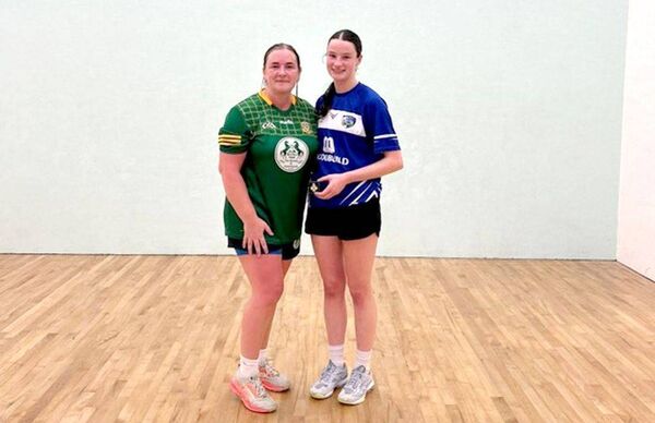 Leinster Ladies Junior B 40x20 finalist Sinead Rafter (Meath) and Orla Brophy (Laois)
