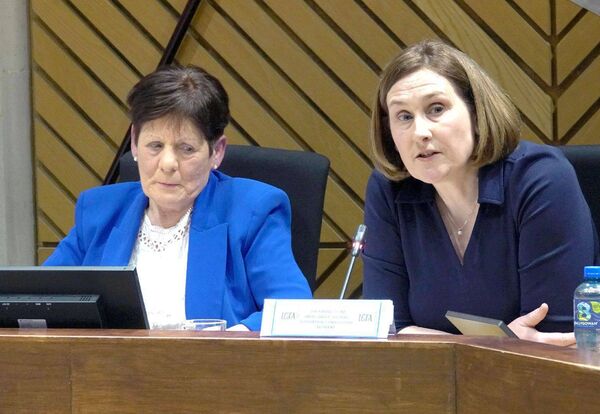 Sue Ramsbottom speaking at the reception with Connie Conway 