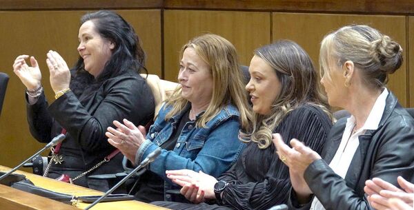 A round of applause from friends Maruta O'Connor, Eavonne Donoghue, Trish Lalor and Mary Casey