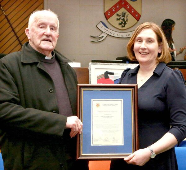 Fr Sean Kelly, P.E. Stradbally parish and Sue Ramsbottom