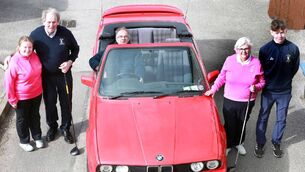<p>Portarlington Golf Club 2026 Captains Pat Culleton and Mary Fallon with Junior Captains Shay McEvoy and Carla McEvoy arrived in style for their drive in courtesy of John Conroy and his 1991 BMW. Photos: Michael Scully</p>