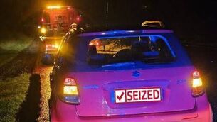 <p>The Suzuki Swift was swiftly seized and removed from the motorway. Photo: An Garda Síochána Laois Offaly </p>