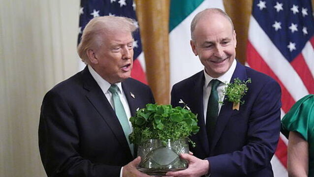 Donald Trump given shamrock as Micheal Martin urges co-operation