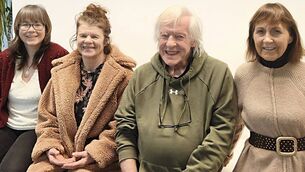 <p>Mountmellick Writers’ Group members, playwrights and event directors Siobhán Parkinson and Colette Wrafter with poet laureate and playwright Dr Arthur Bloomfield and playwright and director Frances Harney. Photo: Stan Henderson </p>