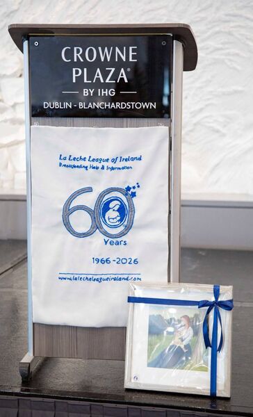 Textile banner designed by Heather Rice to celebrate the LLL Ireland's 60th anniversary. Picture courtesy of La Leche League Ireland.