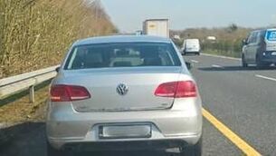 <p>The driver was arrested and the car was seized. Photo: An Garda Síochána Laois Offaly</p>