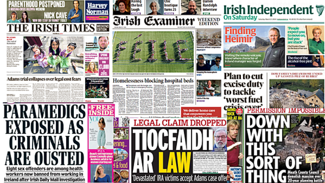 What the papers say: Saturday's front pages