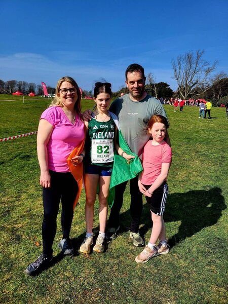 Sinead with her family of supporters who travelled to the race. Sinead with her family of supporters who travelled to the race.