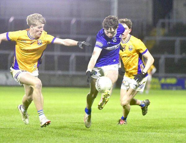 Laois's Paddy Fitzpatrick finds a gap in the Longford defence during their Leinster U/20 Football Championship round one game at Laois Hire O'Moore Park on Wednesday Photo: Denis Byrne