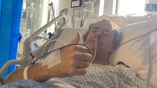 <p>Bob pictured in hospital during his treatment</p>