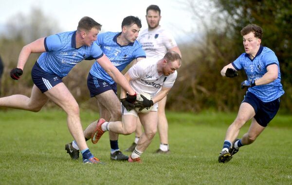 Action from the ACFL Division 1 game between Courtwood and Ballyroan Abbey Photo: Denis Byrne