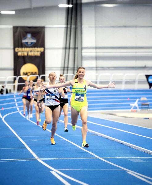 Ava O'Connor crosses the finish line ahead of the field in the mile race at the NCAA Championships Ava O'Connor crosses the finish line ahead of the field in the mile race at the NCAA Championships