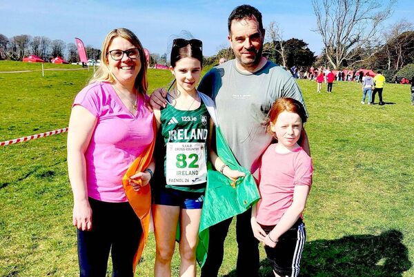 Sinead with her family who travelled to Wales to support her