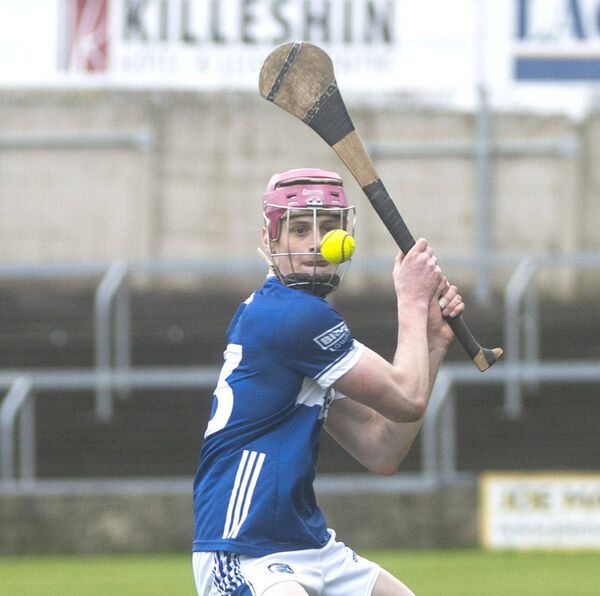 Justin Duggan (Laois) playing this sliotar for a score against Offaly Photo: Denis Byrne Justin Duggan (Laois) playing this sliotar for a score against Offaly Photo: Denis Byrne