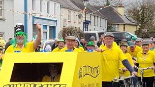 <p>Members of the Clonaslee High Nelly group taking part in this year's St Patrick's Day parade in aid of children's Bumbealance </p> <p>Members of the Clonaslee High Nelly group taking part in this year's St Patrick's Day parade in aid of children's Bumbealance </p>