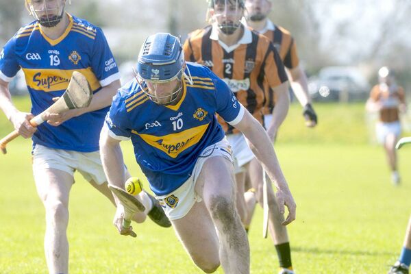 Mark Hennessy (Clough/Ballacolla) heads for the Camross goal in their ACHL Division 1 game on Sunday Photo: Denis Byrne