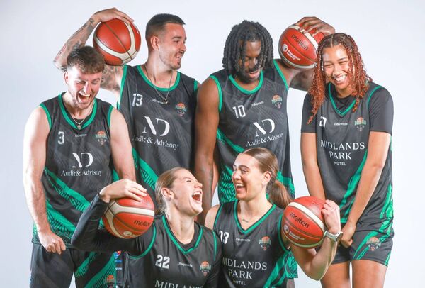 Jessica Fressle (front left) Portlaoise Panthers' clubmates - Michael Wallace, Xabi Arriaga, Alyssa Velles, Rich Ashu and Christy Ojide pictured at the National League 2025-26 season launch Photo: ©INPHO/Tom Maher Jessica Fressle (front left) Portlaoise Panthers' clubmates - Michael Wallace, Xabi Arriaga, Alyssa Velles, Rich Ashu and Christy Ojide pictured at the National League 2025-26 season launch Photo: ©INPHO/Tom Maher