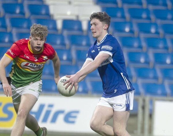 David Donohue (Laois) lining up a kick for a score against Carlow 	Photo: Denis Byrne