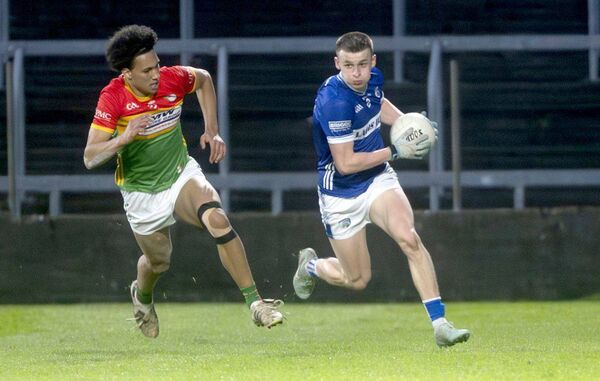 Laois's Ben O'Connor drives out of defence against Carlow on Wednesday Photo: Denis Byrne