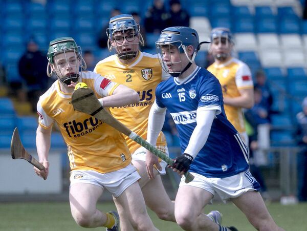 Bobby O'Connor (Laois) heads for the Antrim goal at Laois Hire O'Moore Park on Saturday 	 Photo: Denis Byrne
