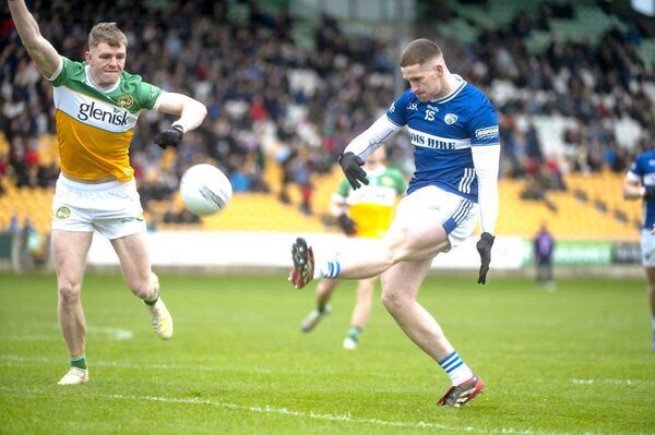 Laois's Evan Carrol found the target with this shot against Offaly on Saturday Photo Denis Byrne Laois's Evan Carrol found the target with this shot against Offaly on Saturday Photo Denis Byrne