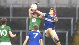 <p>Darragh Brennan (Laois) challenges Harry McQuirke (Meath) for possession of this ball during their Leinster Minor Football Championship game at Laois Hire O'Moore Park on Tuesday Photo: Denis Byrne</p> <p>Darragh Brennan (Laois) challenges Harry McQuirke (Meath) for possession of this ball during their Leinster Minor Football Championship game at Laois Hire O'Moore Park on Tuesday Photo: Denis Byrne</p>