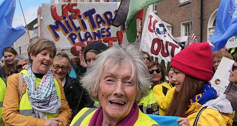 91-year-old woman walks 220km to protest US military at Co Clare airport