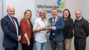 <p>Laois County Winner, Aymar Gourdet from Le Skinny Chef will represent Laois in the National Enterprise Awards 2026. Aymar is pictured here with Michael Rainey, Chief Executive Laois County Council; Honor Deevy, LEO Laois Senior Enterprise Development Officer; Cllr Barry Walsh, Cathaoirleach of Laois County Council; Angela McEvoy, Director of Services Laois County Council and Dominic Reddin, LEO Laois Acting Head of Enterprise. Photo: Alf Harvey.</p> <p>Laois County Winner, Aymar Gourdet from Le Skinny Chef will represent Laois in the National Enterprise Awards 2026. Aymar is pictured here with Michael Rainey, Chief Executive Laois County Council; Honor Deevy, LEO Laois Senior Enterprise Development Officer; Cllr Barry Walsh, Cathaoirleach of Laois County Council; Angela McEvoy, Director of Services Laois County Council and Dominic Reddin, LEO Laois Acting Head of Enterprise. Photo: Alf Harvey.</p>