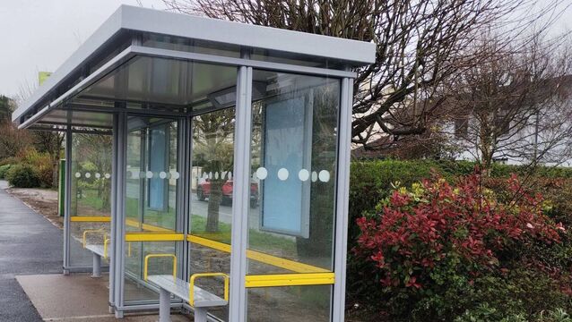 <p>One of the 'state-of-the-art' new bus shelters already installed in Portlaoise</p>