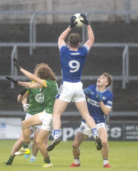 Cillin Hoey (Laois) securing this ball on Wednesday night against Meath Photo: Denis Byrne