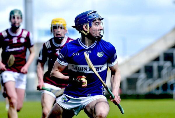Luke Hynes (Laois) in possession and looking towards the posts against Galway Photo: Denis Byrne