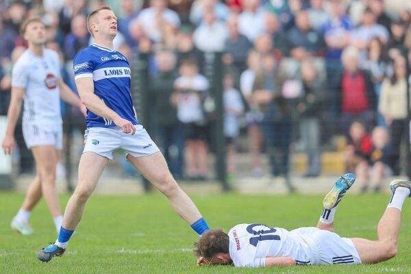 Laois's Paul Kingston watches anxiously to see if his shot found the target against Kildare on Sunday 	Photo: Paul Dargan