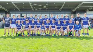 <p>The Laois team prior to throw-in for the Leinster Senior Football Championship opening round game against Kildare in Cedral St Conleth's Park on Sunday 	Photo: Paul Dargan </p>