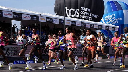 Tens of thousands pounding streets in record-breaking London Marathon