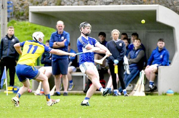 Ryan Peters (Castletown) playing this sliotar in their ACHL Division 1 game with Abbeyleix Photo: Denis Byrne