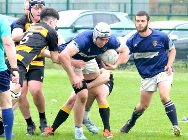 Cian Butler (Portlaoise) drives at the Carlow in the Michael Dunne Cup final Photo Martin Rowe