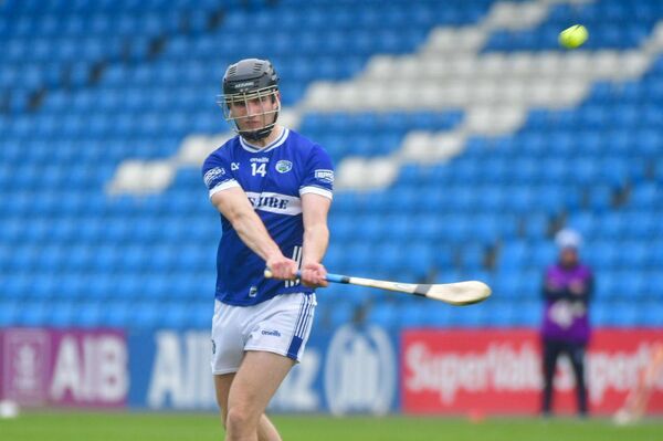 Laois's Cormac Byrne shoos for a score in the Leinster U/20HC quarter-final against Wexford Photo: Denis Byrne