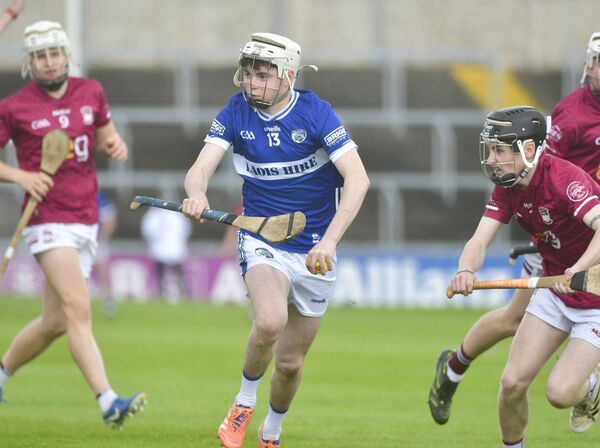 Laois's Oisin Gilligan eyes up the target in the Leinster Minor Hurling Championship game against Westmeath at Laois Hire O'Moore Park on Saturday 	Photo: Denis Byrne